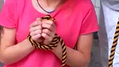 Oh wow, this cute argentinian teen bonneyuwu gets tied up and forced into wild homemade sex on the bed!