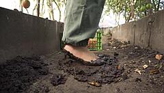 Squashing Tomatoes Barefoot In Dirty Ranch Asmr With Country Foot Fetish Teasing