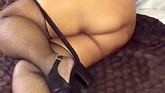 Horny Mature Latina Beruka Teases Wet Shaved Pussy In Open Fishnets