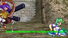 Sanae, let's make this funny Touhou parody wild. Cirno, bend over for intense fucking action now.