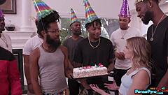 omg, teen coco lovelock is sucking and rimming a bunch of huge black cocks for her wild birthday blowbang