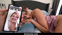 oh wow, stepsister sucks her stepbro's huge cock while he's on the phone with his girlfriend - onlysister