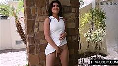 hairy young girl flashes no panties outdoors in public nude amateur show