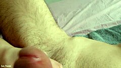 Intense prostate stimulation during hot handjob with huge cock friend girlfriend toys massage!
