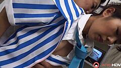 Hey, Japanese office babe Mayuka Momota is so horny for cock that she licks and rides it uncensored