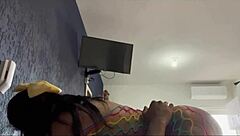 Brazilian amateur cums hard while fucking friend's girlfriend in lingerie quickie orgasm.