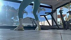 Fit athletic Latina with big ass fucks trainer after gym workout in leggings