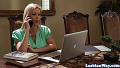 stockinged milf facesitting on beauty with oral and kissing in lingerie