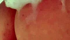 British woman enjoys a relaxing shower routine