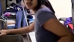 Brunette Mexican Amateur Beauty Feels Passion While Washing Dishes in Homemade Video