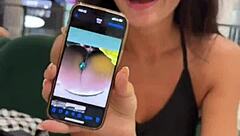 Beautiful Brunette Flashes Publicly Then Gets Quick Fuck In Changing Room With Big Cock Blowjob Doggystyle