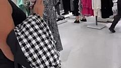 Beautiful Brunette Flashes Publicly Then Gets Quick Fuck In Changing Room With Big Cock Blowjob Doggystyle