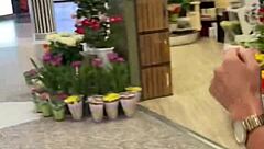 Beautiful Brunette Flashes Publicly Then Gets Quick Fuck In Changing Room With Big Cock Blowjob Doggystyle