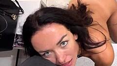 Beautiful Brunette Flashes Publicly Then Gets Quick Fuck In Changing Room With Big Cock Blowjob Doggystyle