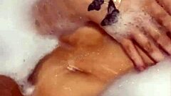 British woman enjoys a relaxing shower routine