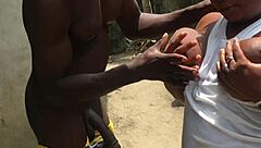 check out my chubby slut showing off huge tits and fat ass outside to lure the neighbor for bbc action!