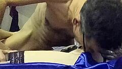 Clothed French Slut in Satin Red Dress Licked and Fucked Doggystyle