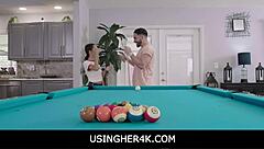 Teen babe gets used hard on pool table