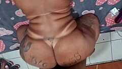 Teasing chubby amateur with big tits gets intense black cock gaping action