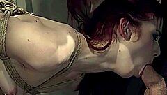 redhead milf submits to hard bdsm training in strict rope bondage with master spanking and face fucking her bound slave mouth