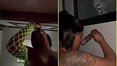 Raw Gloryhole Sucking Strangers' Big Black Cocks with Sloppy Deepthroat and Facial Cum