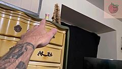 Blonde Milf Takes Care of Guy's Bum Knee with Deepthroat Blowjob and Cum in Mouth