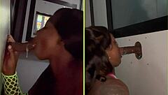 Raw Gloryhole Sucking Strangers' Big Black Cocks with Sloppy Deepthroat and Facial Cum