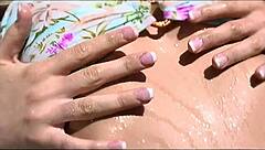 Cute Blonde Nicole Feels Aroused Lounging In Outdoor Water Before Passionate Fucking