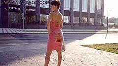 I felt so naughty cutting my dress to flash upskirt outdoors, showing my tits and nude body in public excitement