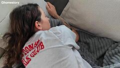 Neighbor was relaxing on the couch after a party and I took full advantage of her ass