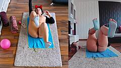 I Feel So Alive In This Double Cam Naked Yoga Session With Curvy Ass Spreading Fun