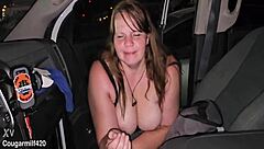 After the concert, the milf flaunted her big nipples and boobs