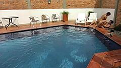 On Vacation Doing Wild Things With Young Brunette By The Pool