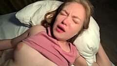 Teasing girl gets her pussy filled with cream in roleplay scene