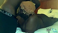 sloppy deepthroat blowjob from ebony babe leads to intense hotel face fucking with big black cock and facial cumshot