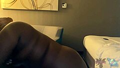 sloppy deepthroat blowjob from ebony babe leads to intense hotel face fucking with big black cock and facial cumshot
