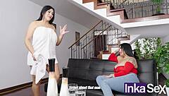 mi madrastra latina tetona and her friend seduce with big natural tits