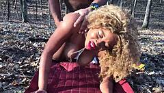 don whoe and nina rivera dominate with big black cock deepthroat in outdoor woods