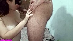 The cuckold husband watched as his wife invited his football friend over for intense interracial pounding with her big tits bouncing.