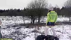 I Feel So Aroused As My Girlfriend Rides Me Deep In Snowy Outdoor Passion