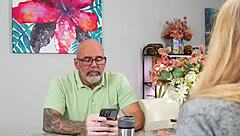 Bold cheating hubby gets busted in intense double blowjob therapy with caught teen fucking