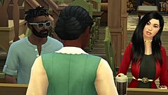 threesome with facial cumshot in public bar game