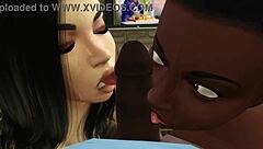 threesome with facial cumshot in public bar game