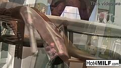 Hey, big titted brunette sucks and fucks until she gets that cum load