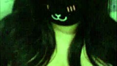 Whoa, this goth girl is flashing her big tits on webcam 😈