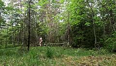 Curvy Amateur With Big Belly Plays Solo In Forest, Flashing Fat Ass And Masturbating Close-Up Outdoors.