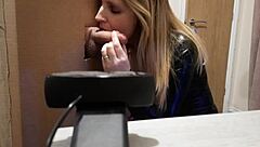 Oh damn! Mature bettie hayward in catsuit delivers cum in mouth blowjob at gloryhole special