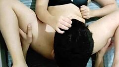 Beautiful Blonde in Bedroom Lick Session Contrasts with Wet Chubby Asian Femdom Cuckold Action