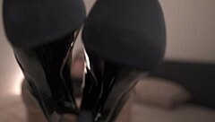 curvy tattooed bbw straponess in heels dominates with dirty talk and femdom humiliation for cum