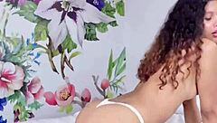 Beautiful Naughty Young 18+ Girl Contrasts Pillow Rubbing with Sensual Pussy Masturbation